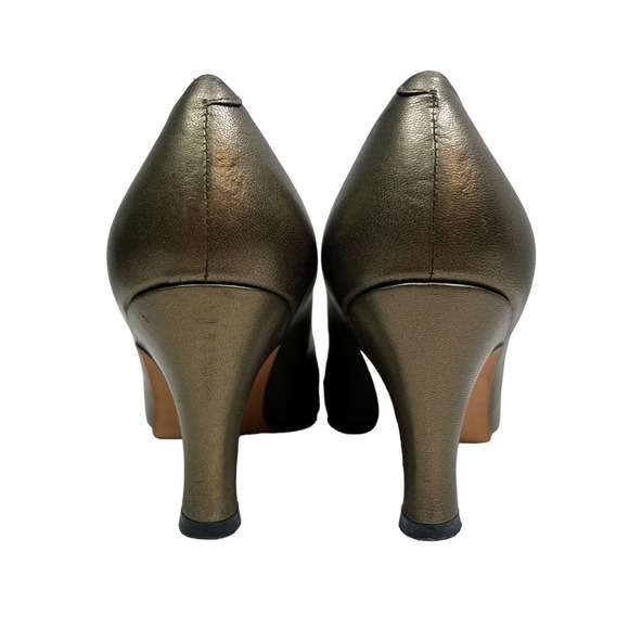 Evan Picone Pump Heel Metallic Bronze‎ Block Heel Cushioned Insole Women Size 7M - Picture 2 of 8